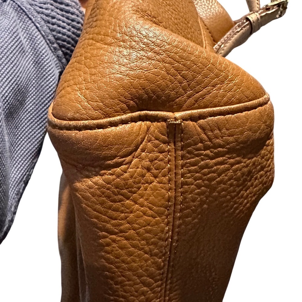 Michael Kors Bedford Brown‎ Pebbled Leather Tote Bag Gold Hardware MK Logo - Picture 7 of 7
